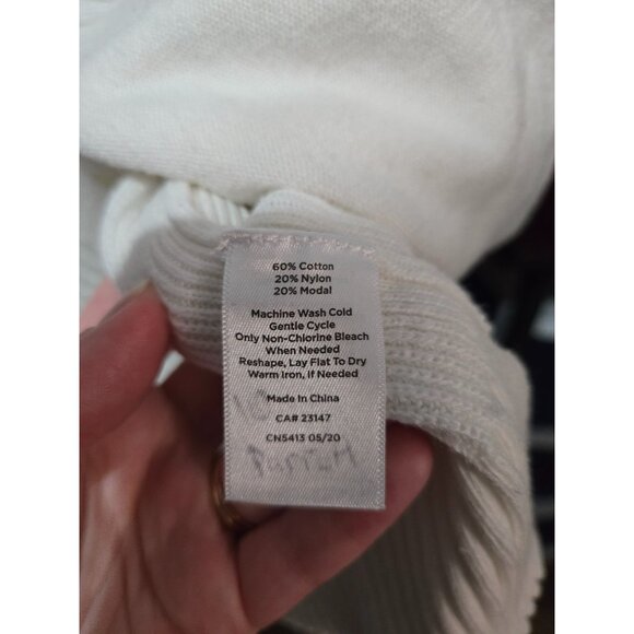 T By Talbots Womens White Knit Cowl Neck Sweater Size Large Minimalist Coastal - Picture 6 of 9